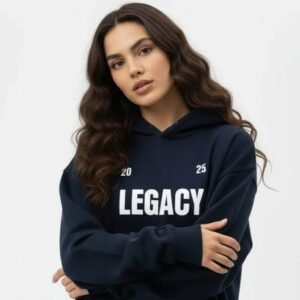 HOOD 001: RICHERK Legacy Hoodie – Navy Blue (Women)